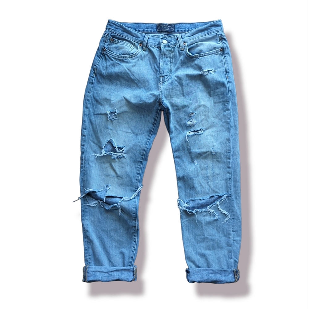 Zara Boyfriend Distressed Jeans Size 6